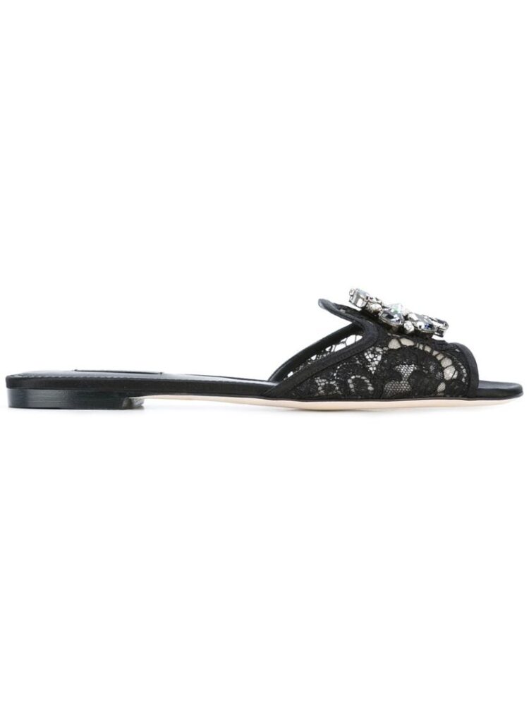 Dolce & Gabbana Flache Sandalen mit Spitzeneinsatz sneakers (zwart)