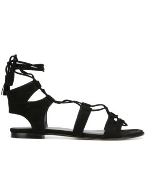 tuart Weitzman Flache Römersandal sneakers (zwart)