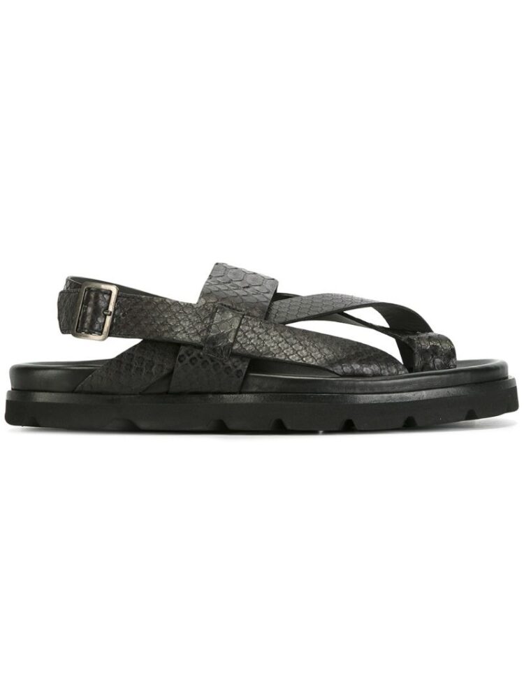 Lanvin Pythonleder-Sandalen mit überkreuzten Riem sneakers (zwart)