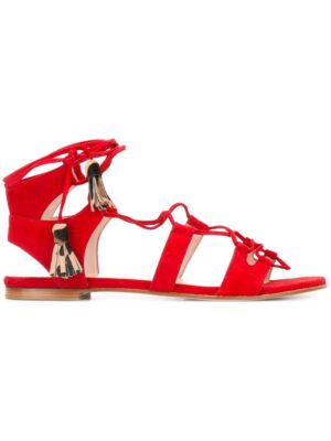 tuart Weitzman Flache Römersandal sneakers (rood)