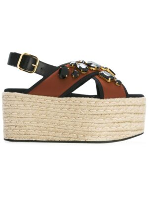 Marni Verzierte Plateau-Sandal sneakers (bruin)