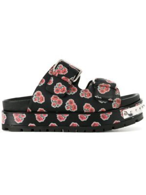 Alexander McQueen Flatform-Pantoletten mit Mohn-Print sneakers (zwart)