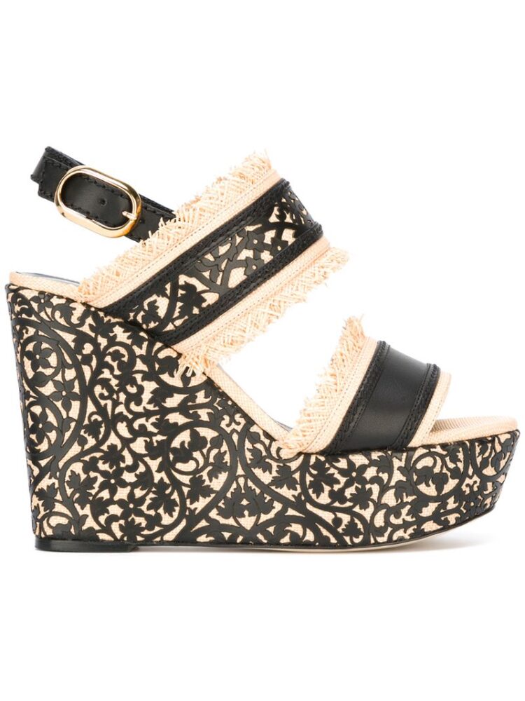 Oscar de la Renta Wedges mit floraler Spitz sneakers (zwart)