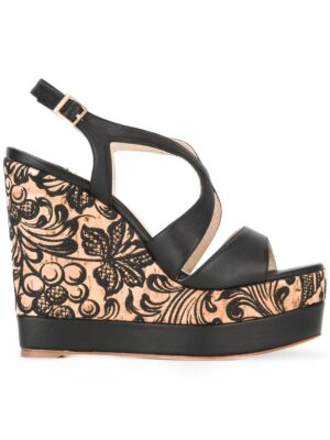 Paloma Barceló Geblümte Wedge-Sandal sneakers (zwart)