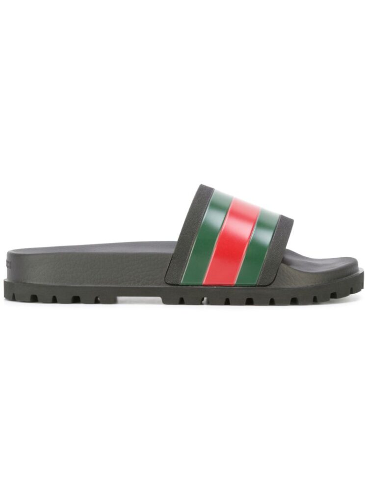 Gucci Pantoletten mit Webstreif sneakers (zwart)