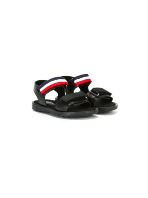 Moncler Kids Gestreifte Sandal sneakers (zwart)