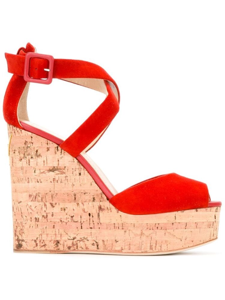 Giuseppe Zanotti Design Wedge-Wildledersandalen mit seitlicher Schnall sneakers (rood)