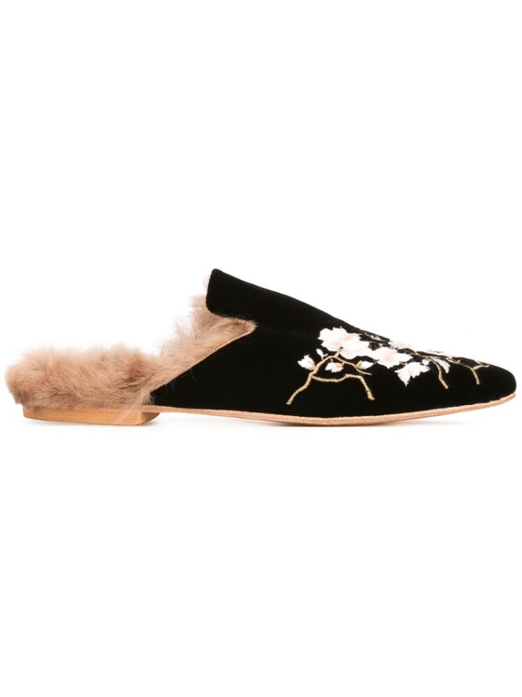 Gia Couture Slipper mit floraler Stickerei sneakers (zwart)