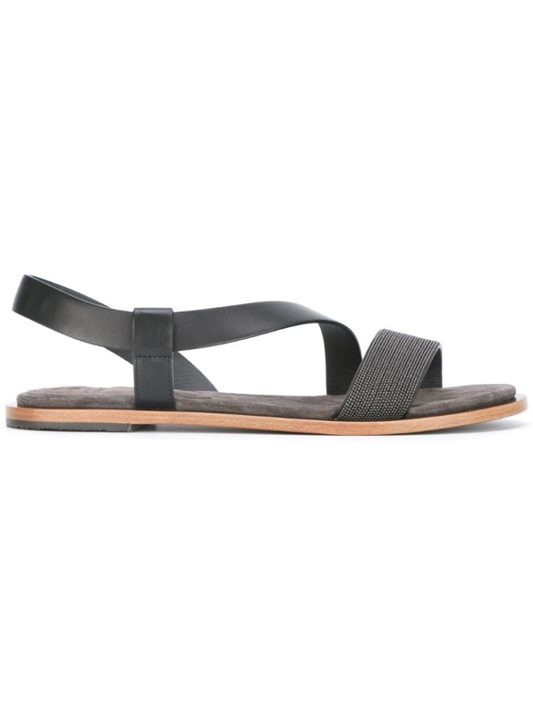 Brunello Cucinelli Flache Slingback-Sandal sneakers (zwart)