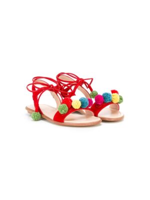 Aquazzura Mini Sandalen mit bunten Bommel sneakers (rood)