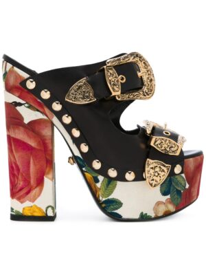 Fausto Puglisi Pantoletten mit Rosen-Print sneakers (zwart)