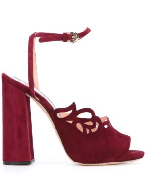 Rochas Wildledersandalen mit Laser-Cut sneakers (rood)