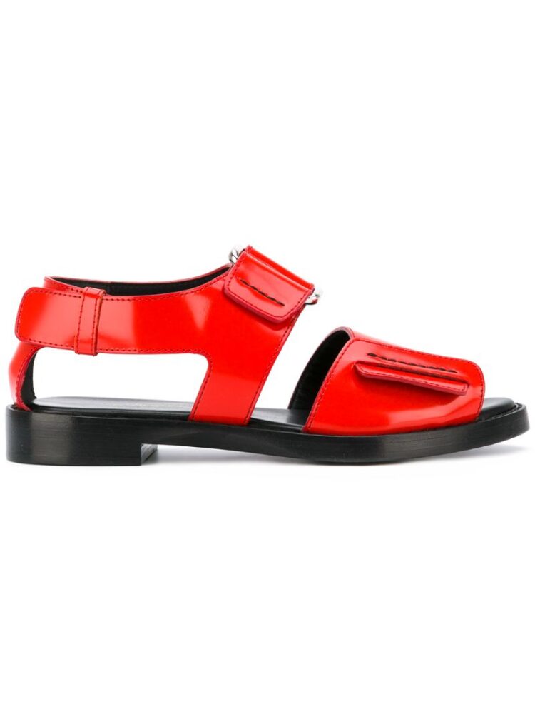 3.1 Phillip Lim Ledersandalen mit flacher Sohl sneakers (rood)