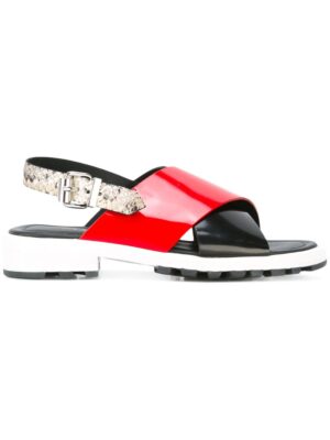 Kenzo Ledersandalen mit überkreuzten Riem sneakers (rood)