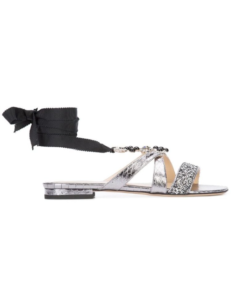 Monique Lhuillier Verzierte Sandalen mit Schleifenverschlu sneakers (overige kleuren)