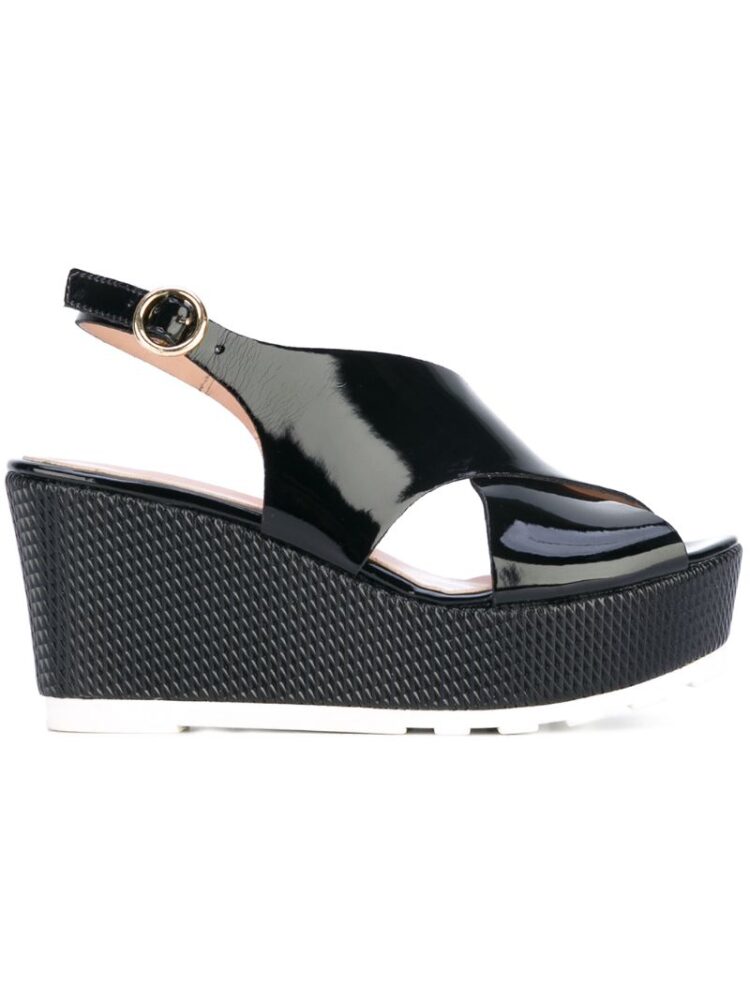 Pollini Wedge-Sandalen aus Lackled sneakers (zwart)