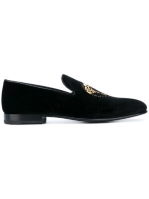 Versace Samt-Slipper mit Medusa-Stickerei sneakers (zwart)