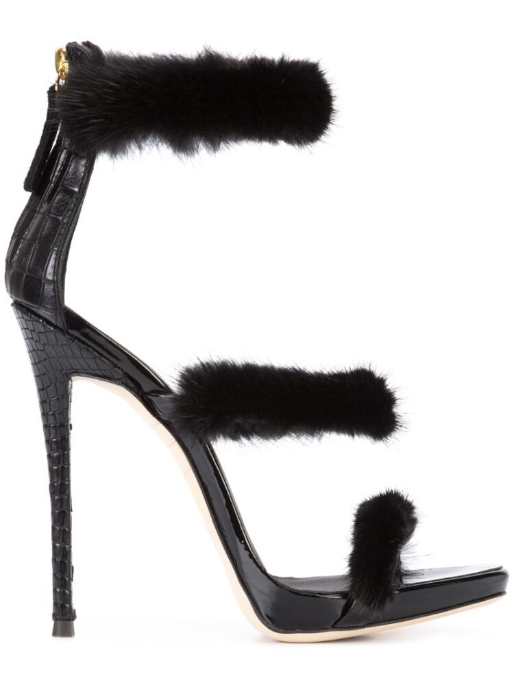 Giuseppe Zanotti Design 'Harmony Winter' Sandalen mit Nerzbesatz sneakers (zwart)