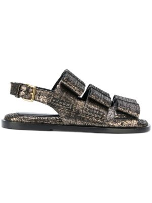 Marni Fusbett distressed metallic sandal sneakers (zwart)