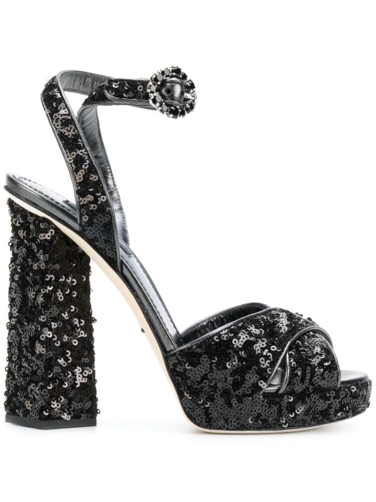 Dolce & Gabbana sequin platform sandal sneakers (zwart)