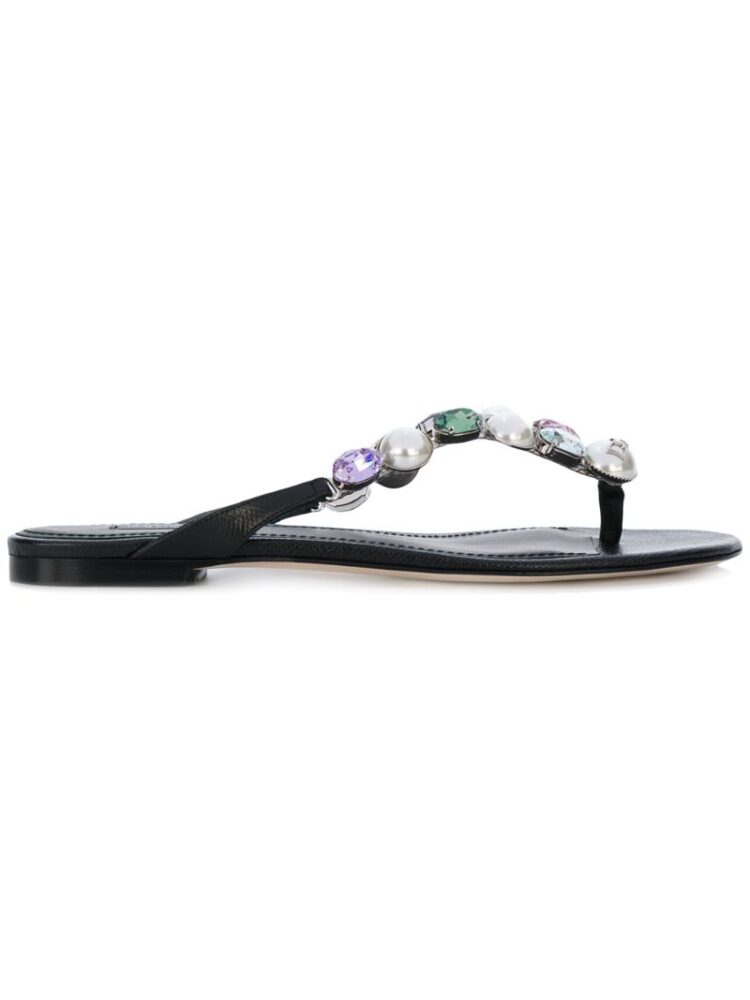 Dolce & Gabbana Flip-Flops mit Kristall- und Perlenverzierung sneakers (zwart)